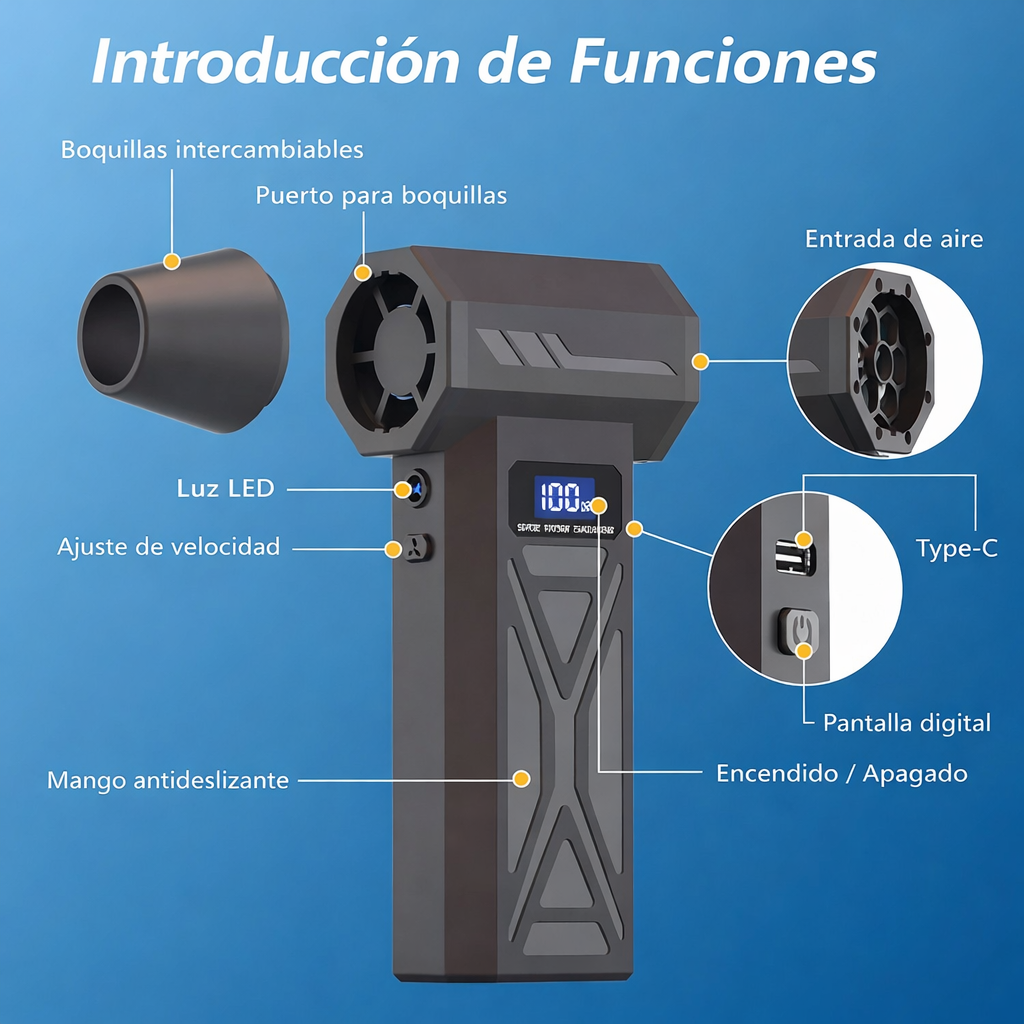 Soplador de aire potente con bateria 4000mAh